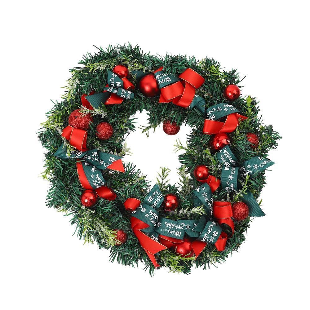 Handmade Christmas Wreath with Ribbon Balls and Greenery - Perfect for Windows and Store Decorations
