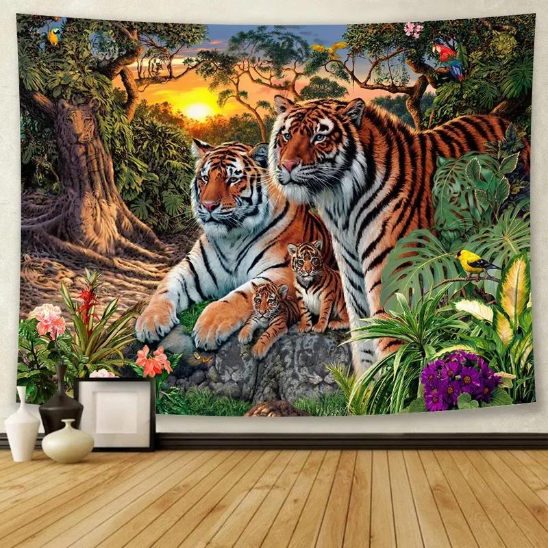 Forest Animal Tiger Decorative Tapestry Office Living Room Decor Home Wall Tapestry