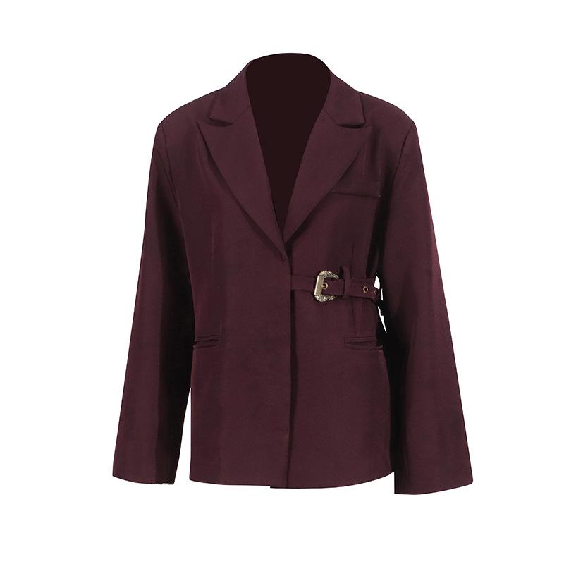 2025 Spring European & American Women's Slimming Suit Jacket with Irregular Side Waist - High-End Fashion Trend
