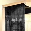 Door Fringe Curtain Door Curtains,Rare Flat Silver Ribbon,Thread Fringe Window Panel Room Divider Cute Strip Tassel Party Events Sequin(1Pack, Black)