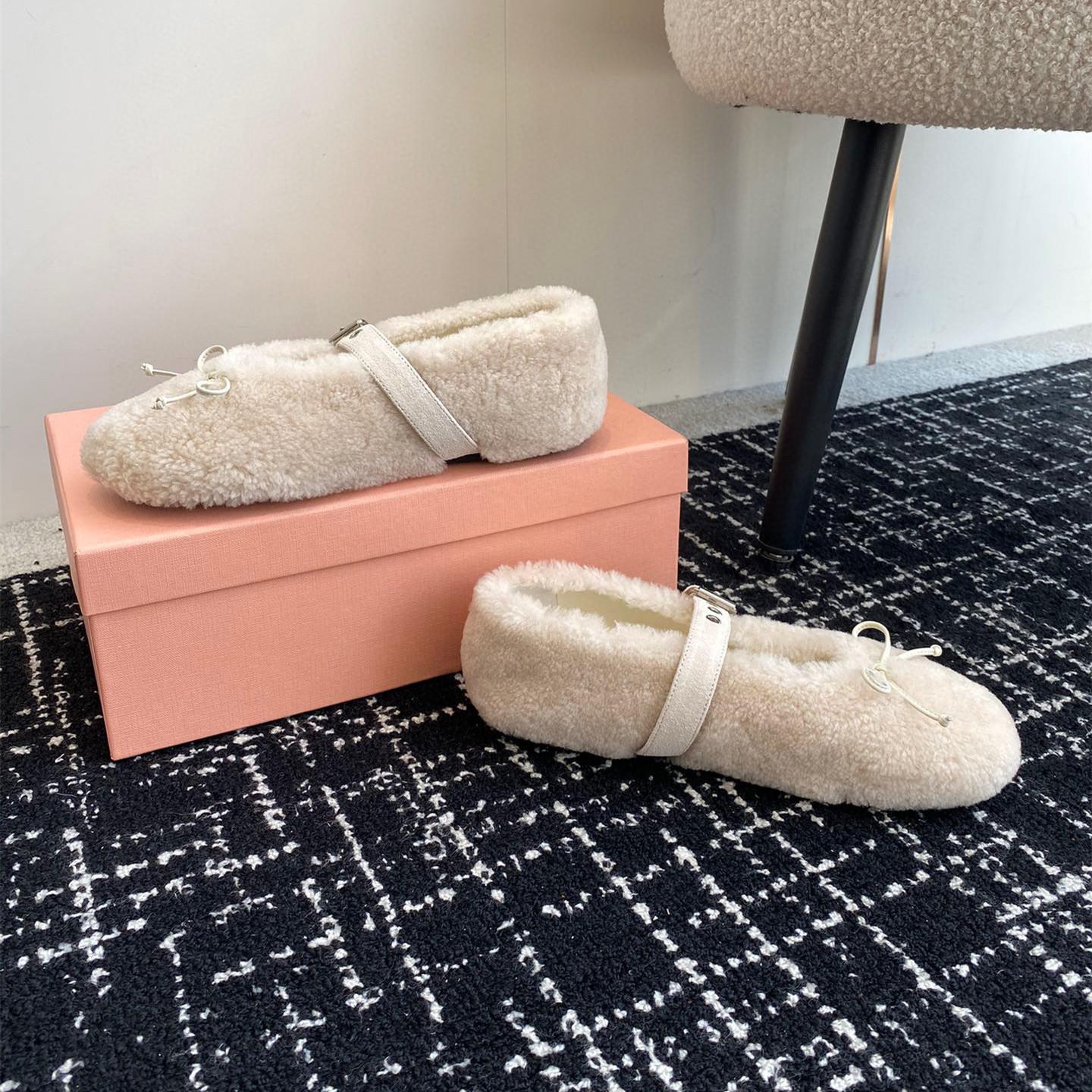 Зимняя женская повседневная обувь Модные женские шерстяные балетки Лоферы с бантом Туфли — фото 2