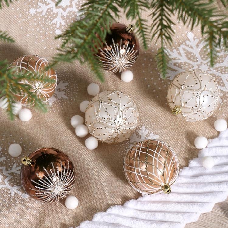 6Pcs Shimmering Christmas Ball Ornament Shatterproof Christmas Baubles Hanging Decorations for Tree Wreath Mantels