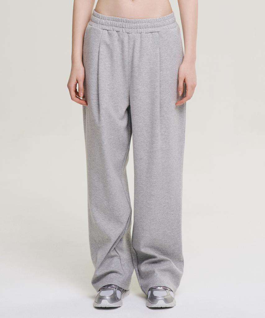 Leijibi [Summer 2-Pack] One-Pleat Wide Fit Fresh Sweatpants W Melange Grey