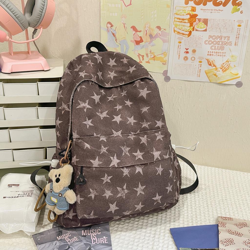 Schoolbag Japanese Ins Niche College Wind Star Schoolbag Female Student Korean Version Large Capacity Backpack Mori Simple Backpack
