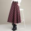 Woolen Plaid Pleated A-line Skirt - 2025 Winter Korean Style