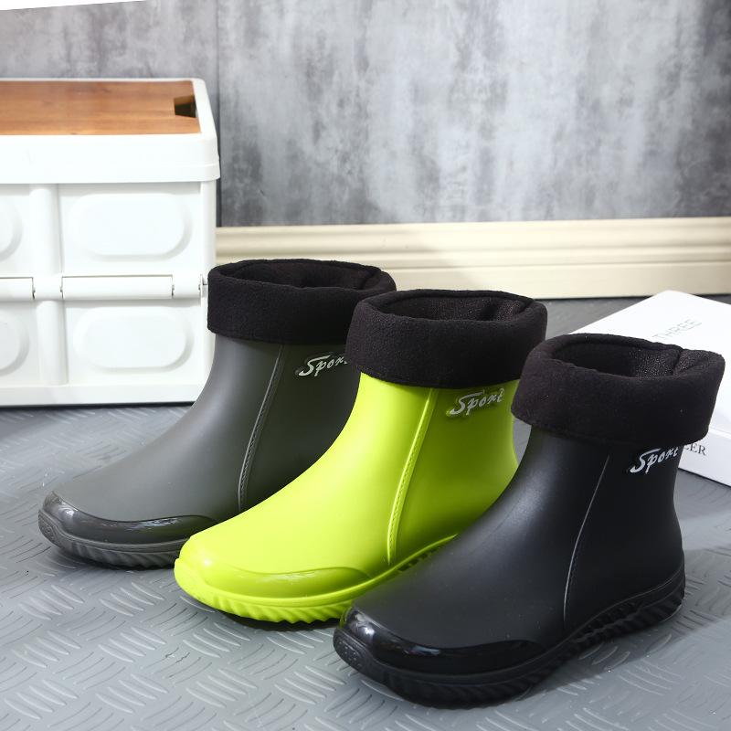 Fashion short rain shoes men wear water shoes outside the four seasons non-slip students short rubber shoes thickened water boots rain boots