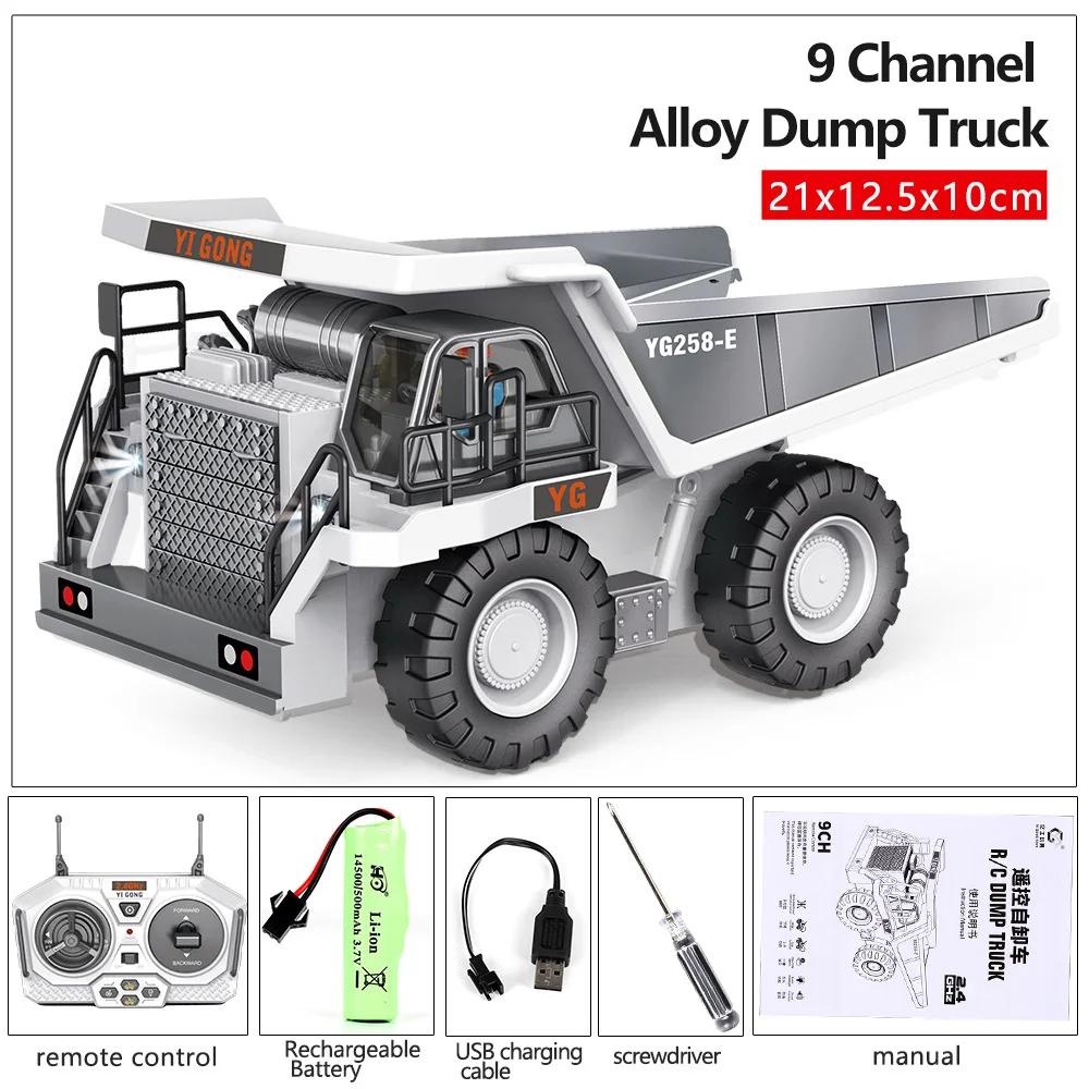 Remote Control Excavator Alloy 2.4G 11Ch Dump Trucks Bulldozer Alloy Plastic Engineering Vehicle Electronic Toys For Boy Gifts