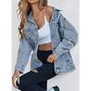 Giacca di jeans oversize strappata da donna stile boyfriend saldi