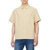 Calvin Klein Early Autumn Solid Color Textured Button Short Sleeve Shirt Men Shirts Light-Khaki J325603-RAE