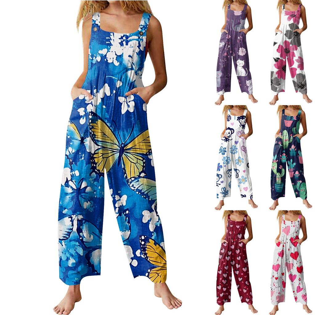 Salopette casual da donna Tute Cinghie regolabili Senza maniche Pagliaccetti estivi carini e comodi con tasca