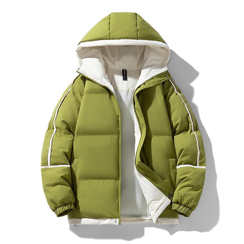 Men s Hooded Puffer Jacket: 2025 Winter Youth Trend, Thickened Casual Cotton Outerwear. XX-Large горчичный/зелёный