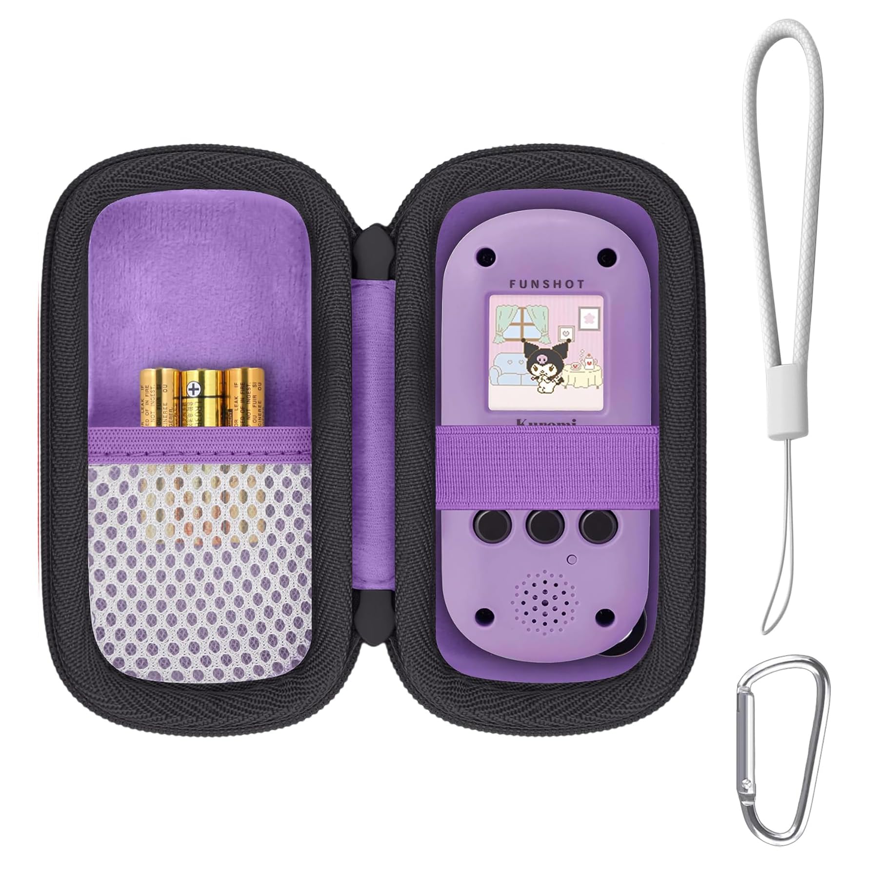

Takara Tomy FUNSHOT Kuromi Digital Toy Camera Storage Case with Hand co2CREA (Case only) Strap, Purple-Black -