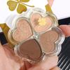 Four-Leaf Eyeshadow Palette: Shimmer, Pearl, Matte Earth Tones for Daily Student Makeup, 4 Colors