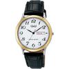 Citizen Q&Q Standard Analog Watch White Leather Strap Date Day Display Men's