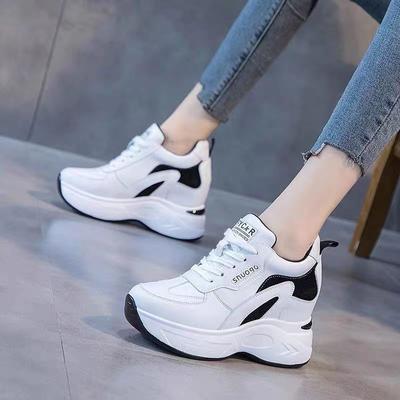 Height Increasing Insole Sneaker Women's Spring and Autumn Fashion Platform White Shoes Casual and Comfortable Slimming and Velvet Padded Dad Shoes