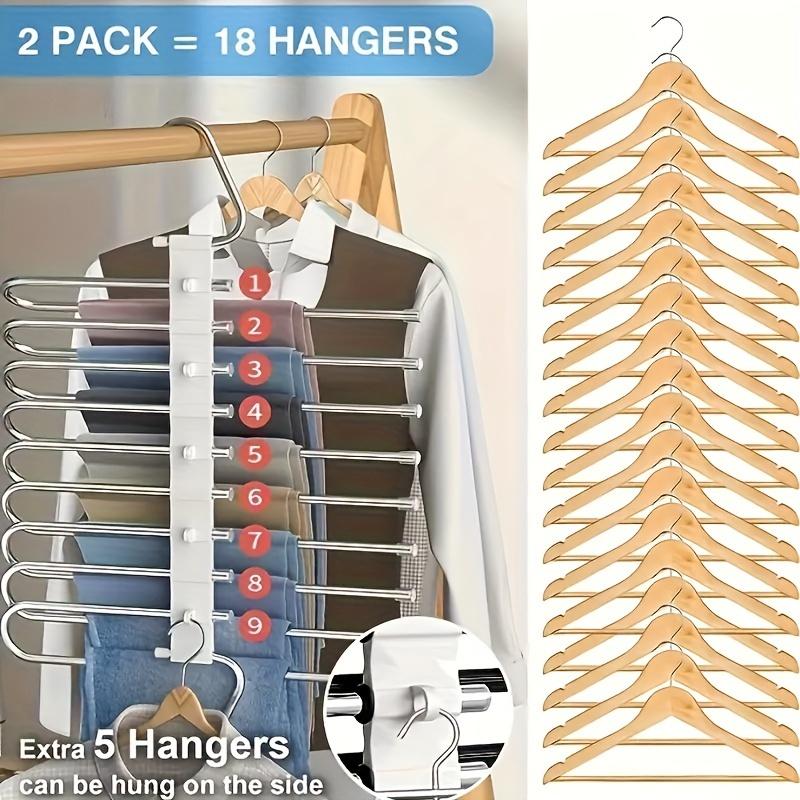 1 pc Stainless Steel Retractable Trouser Rack Folding Multi-functional Multi-layer Hanger Home Storage Clothes Drying Rack