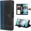 Case + Tempered GlassesFor Xiaomi Redmi Note 14 4G - Navy Blue Faux Leather - Shockproof - Adjustable Stand