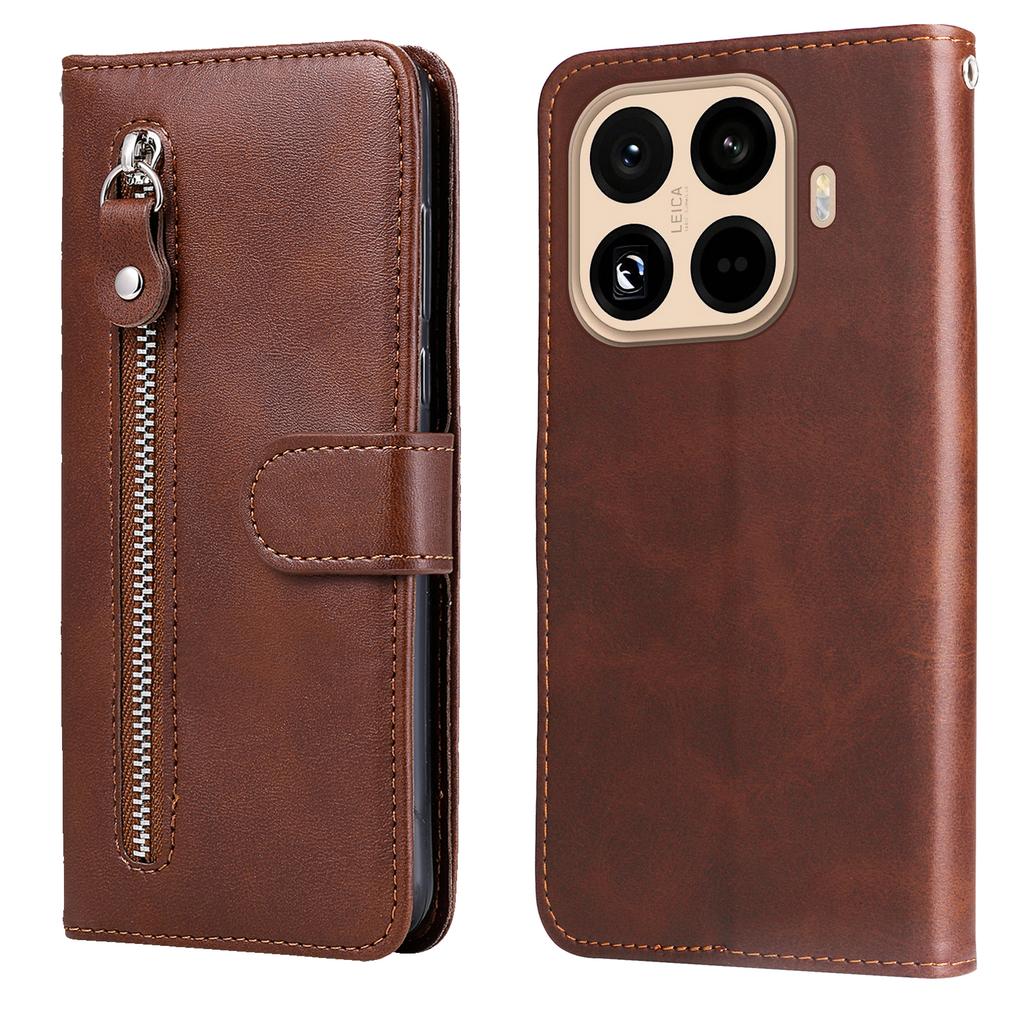 For Xiaomi 15T Pro PU Leather Cases with Zipper Pocket Wallet Phone Cover Stand