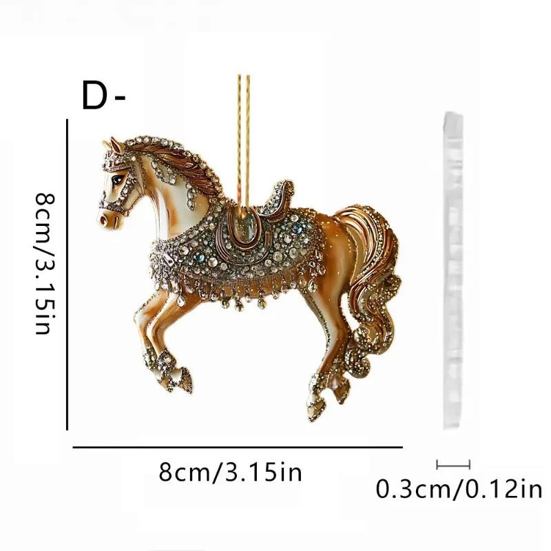Christmas Tree Horse Ornaments Xmas Metallic Rhinestones Horse Christmas Hanging Horse Ornaments Gifts Home Decoration