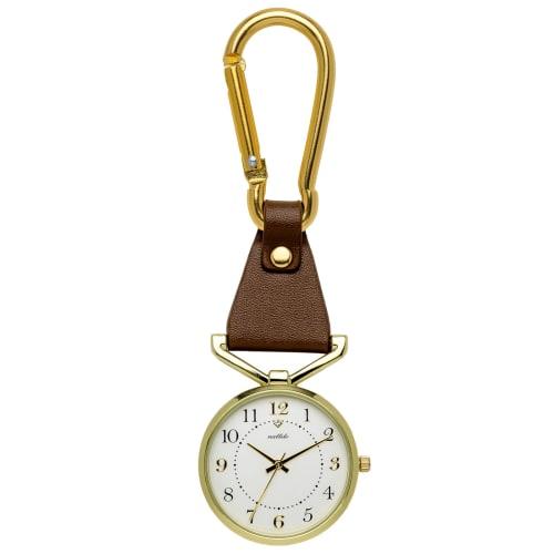 Fieldwork Women's Analog Pocket Watch with Carabiner, Lebio Brown, JN026-4