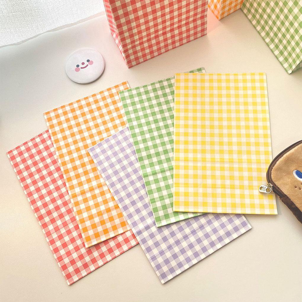 Paper Plaid Bags Wrapping Colorful Gift Packaging Bag Storage Candy Multifunctional Large Capacity Organizer Props