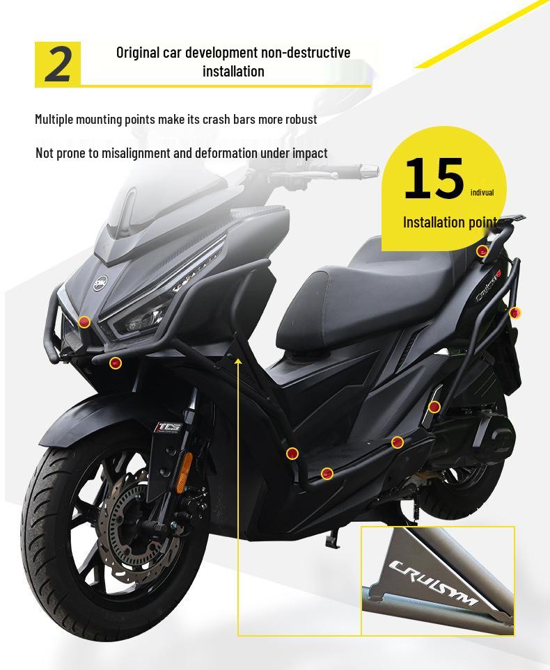 SYC Cruiser 150/GT Motorcycle Exhaust Guards & Folding Backrest Luggage Rack