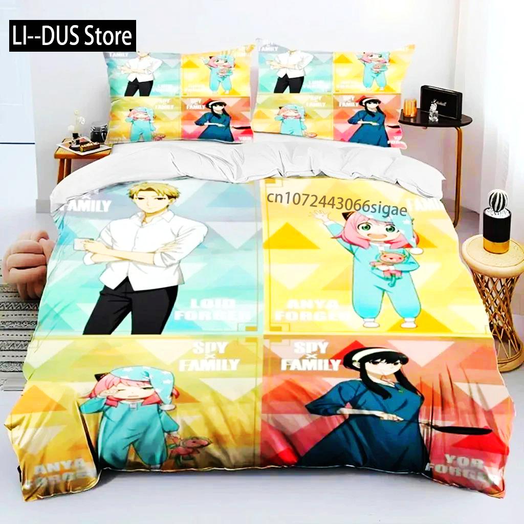 Anime SPY×FAMILY Anya Bedding Set Boys Girls Twin Queen Size Duvet Cover Pillowcase Bed Boys Adult Fashion Home Textileextile