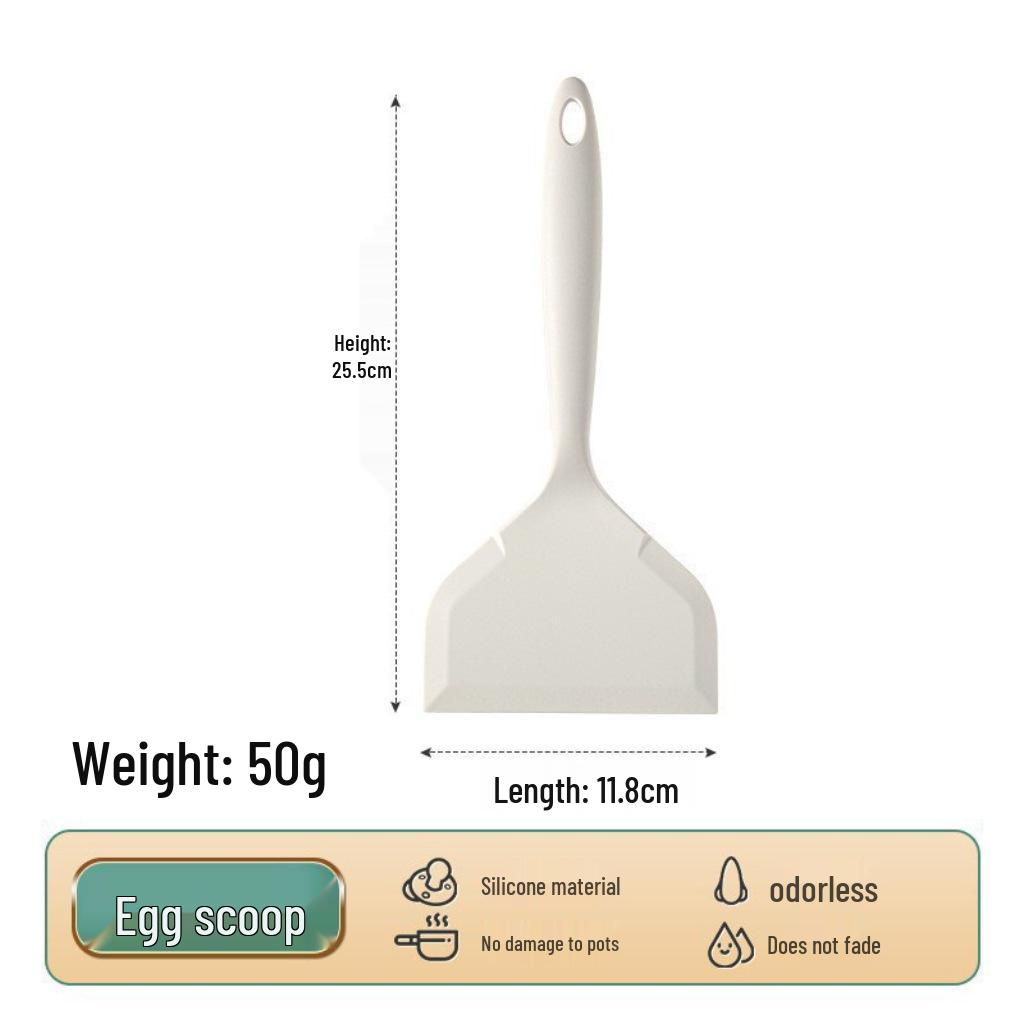 All-White Silicone Anti-Scald Spatula for Non-Stick Pans, High-Temperature Resistant for Stir-Frying, Pancakes, and Crepes.