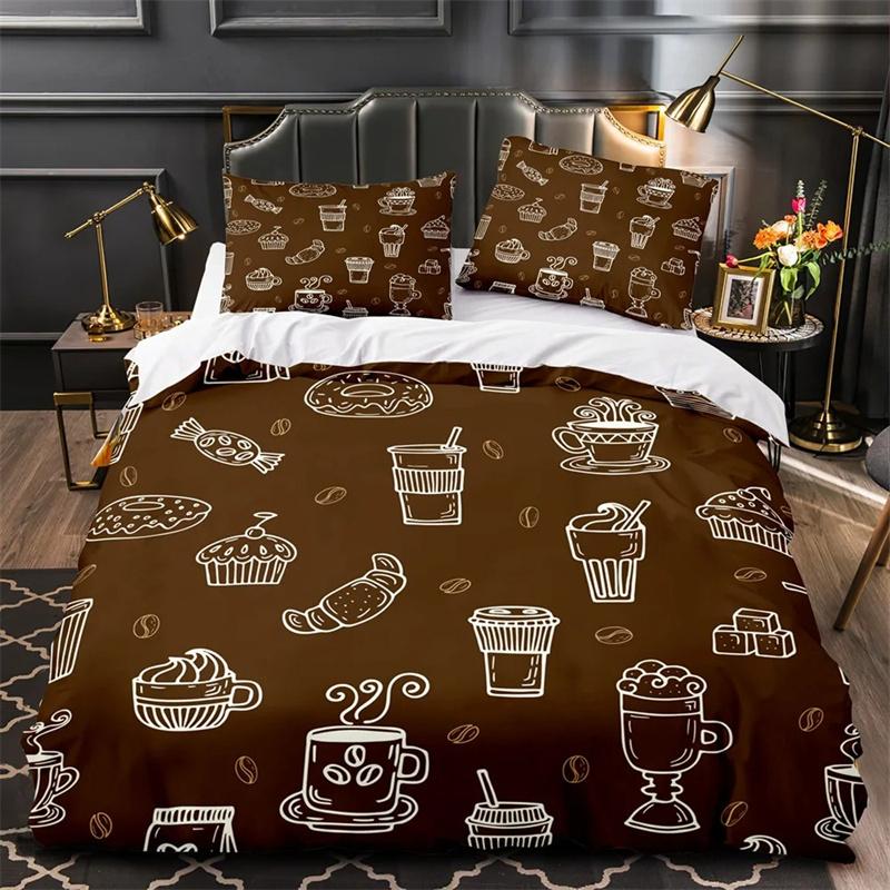 Cartoon Foods Duvet Cover Delicious Pie for Kids Teen American Fast Food Theme Bedroom Decorations Polyester Quilt Cover Queen