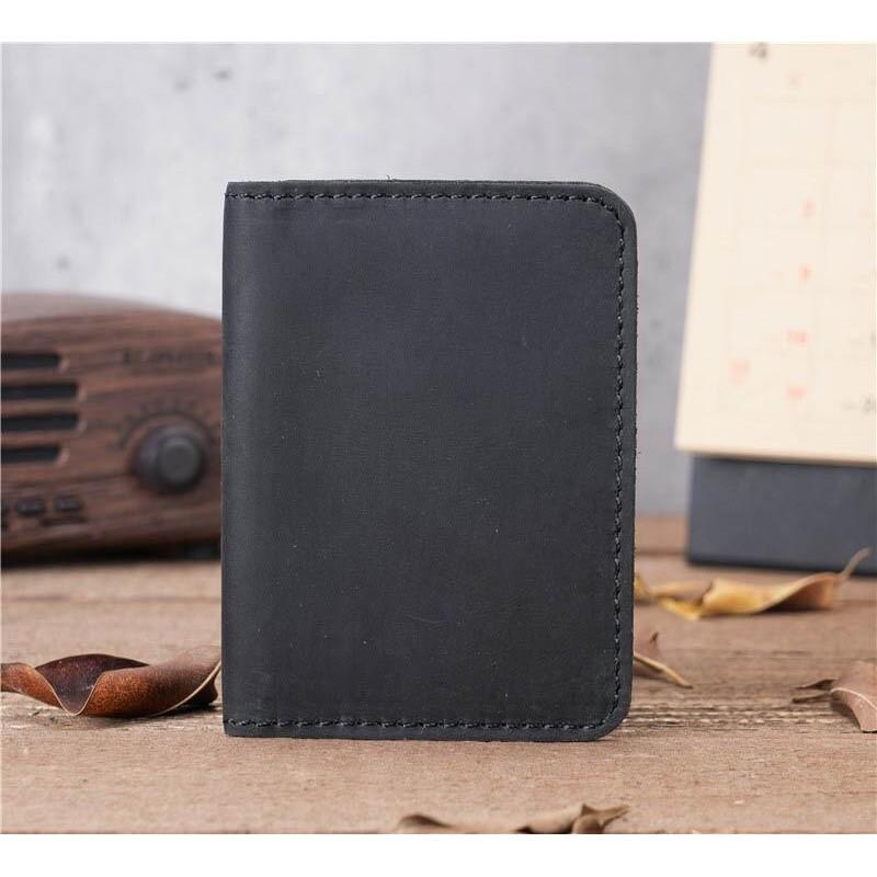 Genuine Leather Card Holder for Men and Women Slim Mini ID Credit Bank Card Case with 5 Card Slots Durable Unisex Leather Card Wallet