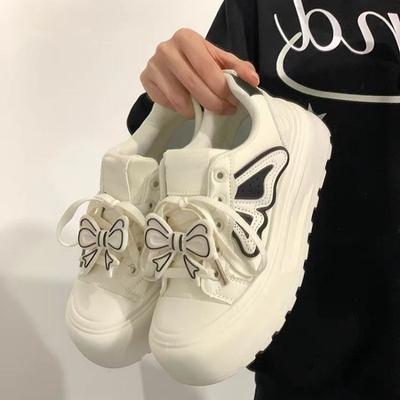 Niche Casual Board Shoes Pink Original Bow Spring Little White Shoes Women's Shoes Thick-soled Versatile Student Design Sense