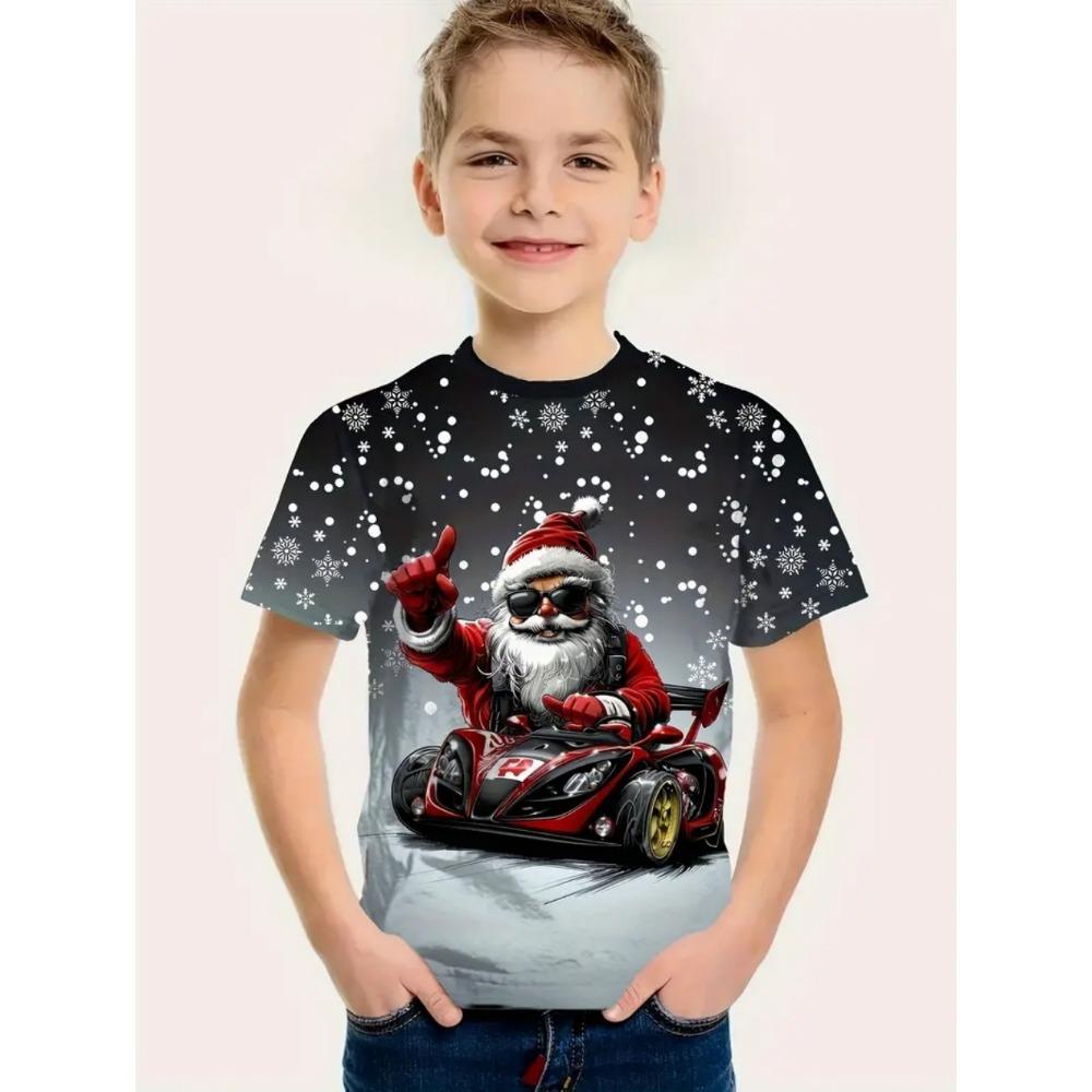 Children's Clothing Santa Claus 3D Print T-Shirts for Boys Short Sleeve Child T-Shirt Christmas Casual Girls Summer Clothes Tops