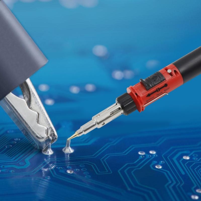 Soldering Iron Set,12 in 1 Cordless Butanes Gas Soldering Iron Temperature Adjustable Welding Torches Tool
