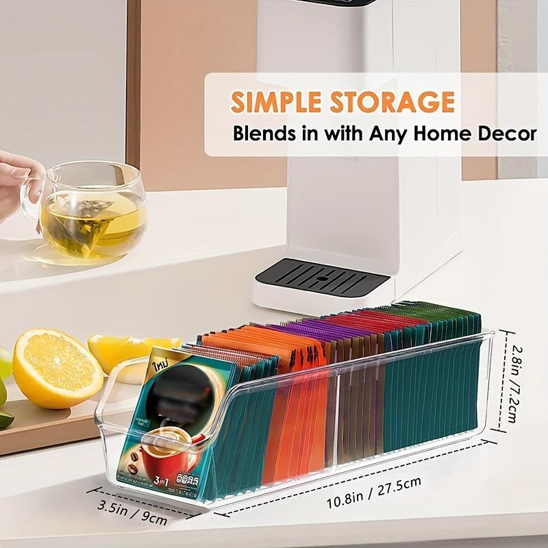 Tea Bag Organizer Box, Clear Storage Holder, Storage Bins for Coffee Bag, Storage Box for Cabinet, Countertop,Pantry Living Room