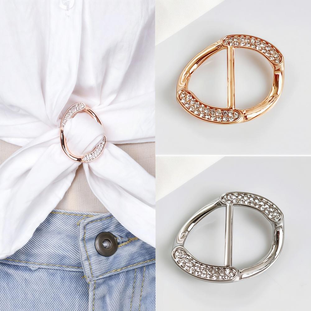 Metal Crystal Silk Scarves Buckle Ring Clips Female Fashion Clothes Corner Buckle Shawl Brooch Pins Alloy Luxury Shawl Ring Gift