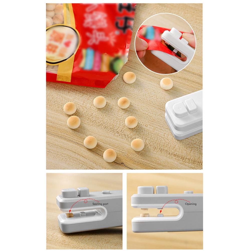 Mini Beutelversiegler Wiederaufladbarer Heißversiegler Lebensmittelbeutelversiegler zur Lebensmittellagerung Tragbarer 2-in-1 Versiegler und Cutter für Kunststoff