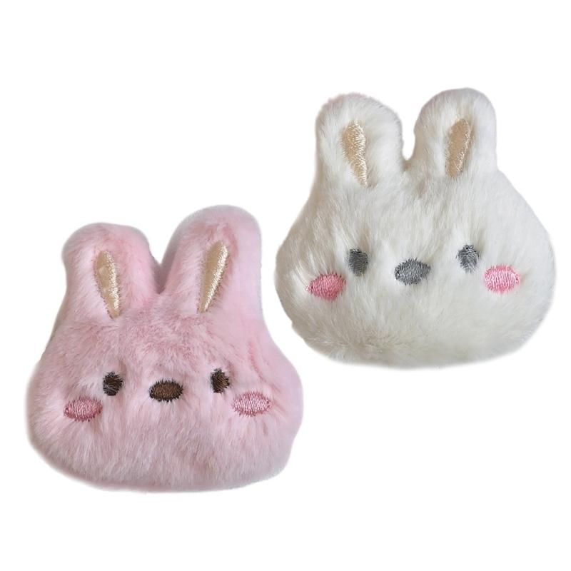 Cartoon Plush Rabbit Head Brooch Soft and Comfortable Clothes Badge for Kids Teens and Adults Fashion Backpack Accessory
