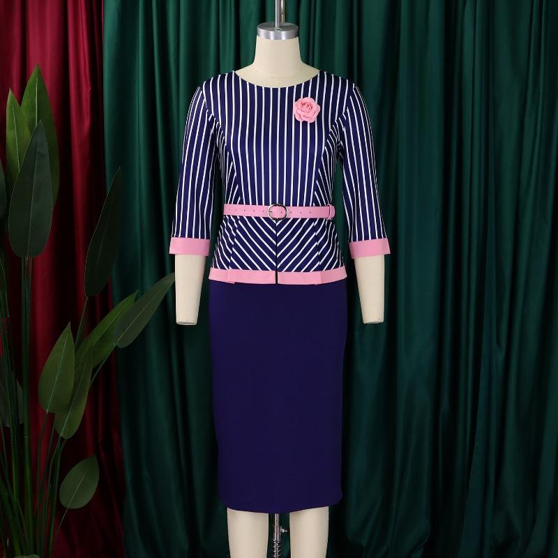 Dámské podzimní nové módní temperamentní patchworkové šaty na zadek