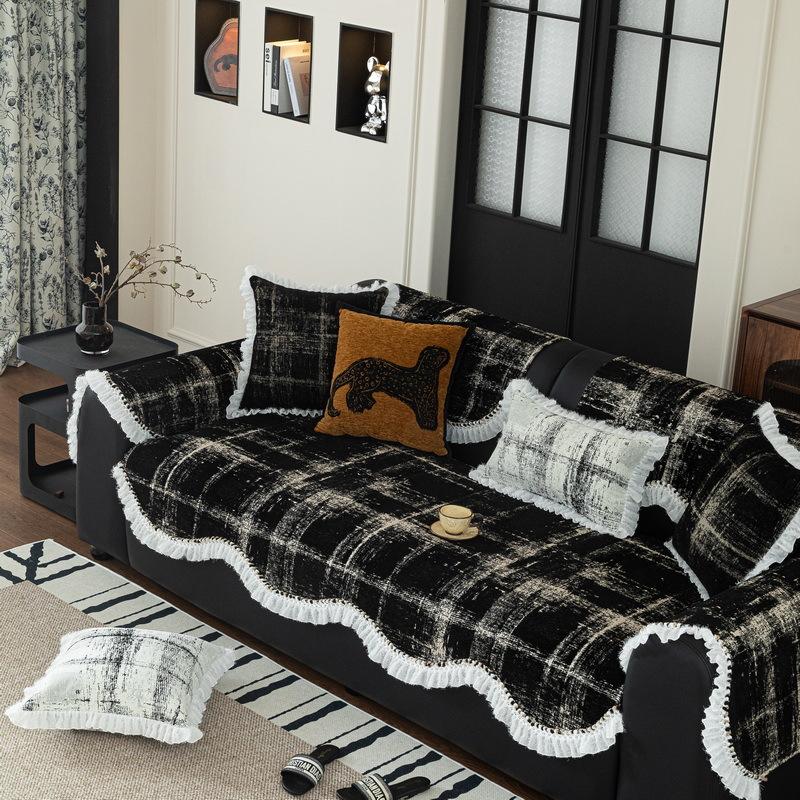 

Four Seasons Universal Chenier Non-Slip Cushion Cover Cover Fabric Towel New Light Luxury Leather Sofa Cushion Premium Sense 90*90cm