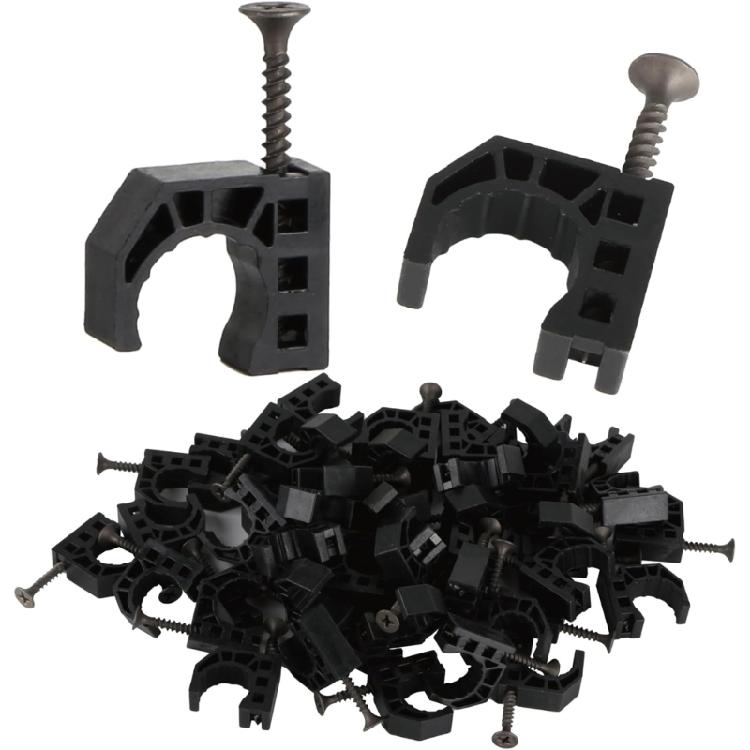 50Pcs J Hook Pipe Clamp With Nails Tubing Fastener 1/2inch Half Clamp Fixture for Pex Tubing Pipe Support Easy to Use 1