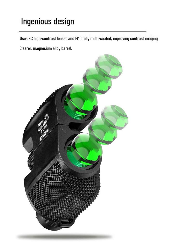 Anti-Paul 10x25 Binoculars with Low-Light Night Vision, High Magnification, Portable for Mountaineering & Camping, HD Quality, Customizable Logo.