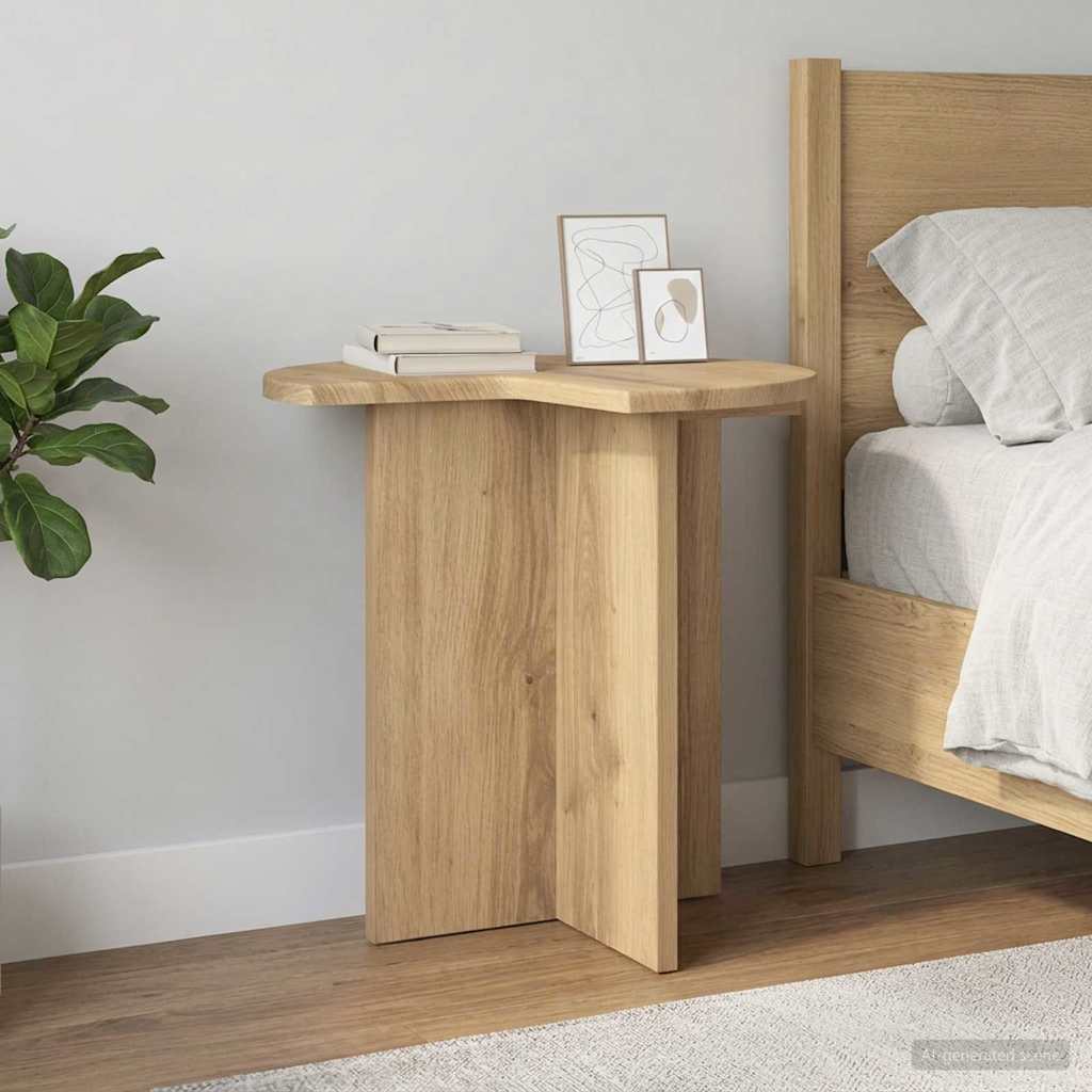 Side Table Artisan Oak Ø 39 X 38 Cm Engineered Wood