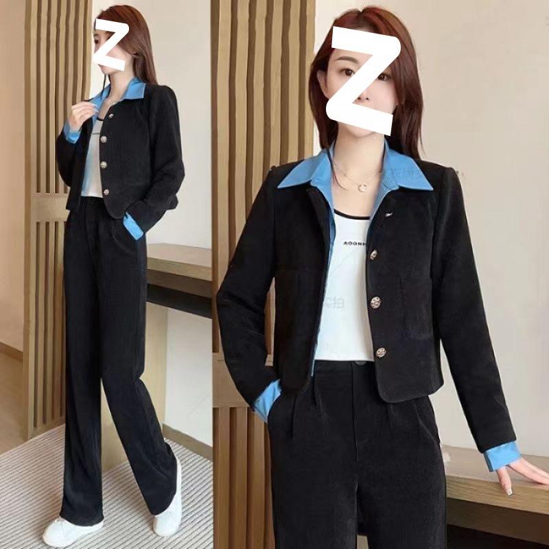 

Fashionable Casual Suit for Women in Spring, Stylish, Age-reducing and Slimming, Fake Two-piece Top, Wide-leg Pants, Two-piece Set 3XL