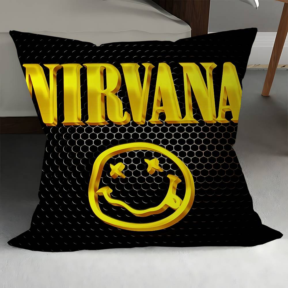 

N-Nirvana Logo Cushion Cover Car Throw Pillow Case For Sofa Car Christmas Gift 40x40cm 45x45cm 12x12Inch