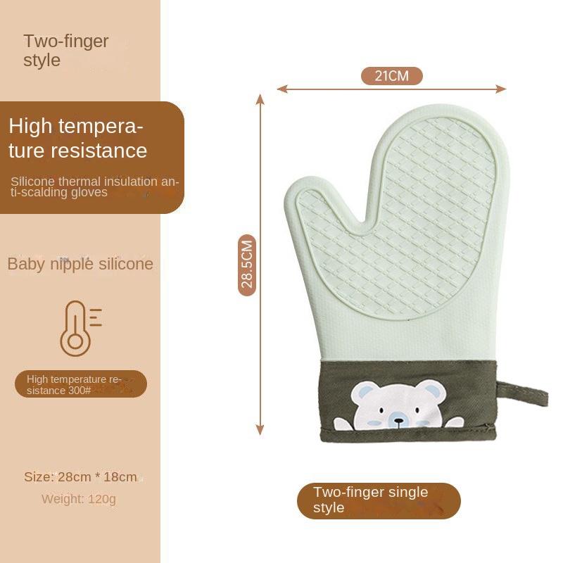 

Силиконовые теплоизоляционные перчатки, утолщенные, нескользящие, высокотемпературные перчатки для духовки, кухонные зажимы для выпечки и ошпаривания зелёный