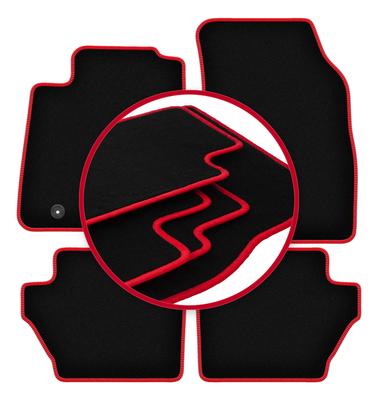 Velour Floor Mats with Red Edge For: Ford Fiesta MK7 Hatchback (2008-2011)