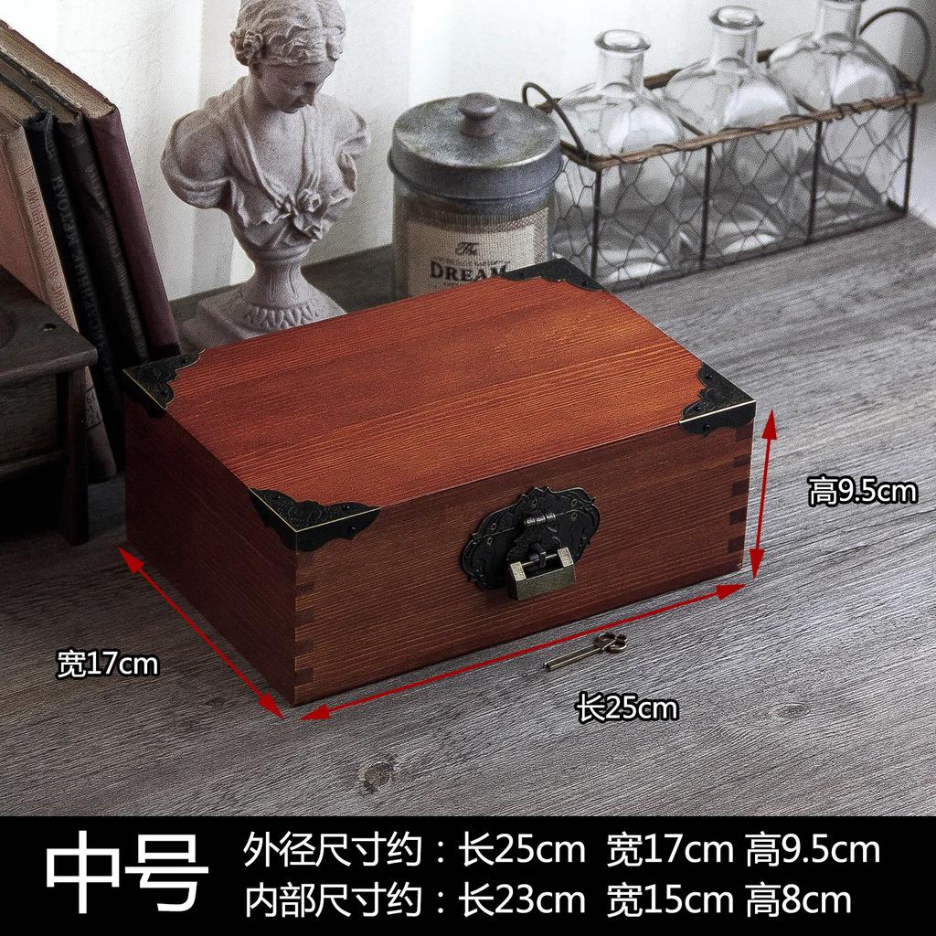 Rectangular Wooden Box Retro Storage Sundries Organizer Jewelry Boxes Cosmetic Containers