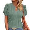 Women's Spring and Summer Solid Color V-neck with Loose Short-sleeved T-shirt Top