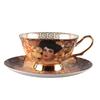 European Coffee Cup Saucer Bone China Ceramic Cup Water Cup Afternoon Tea Cups Gift Practical Gold Handle  with Saucer