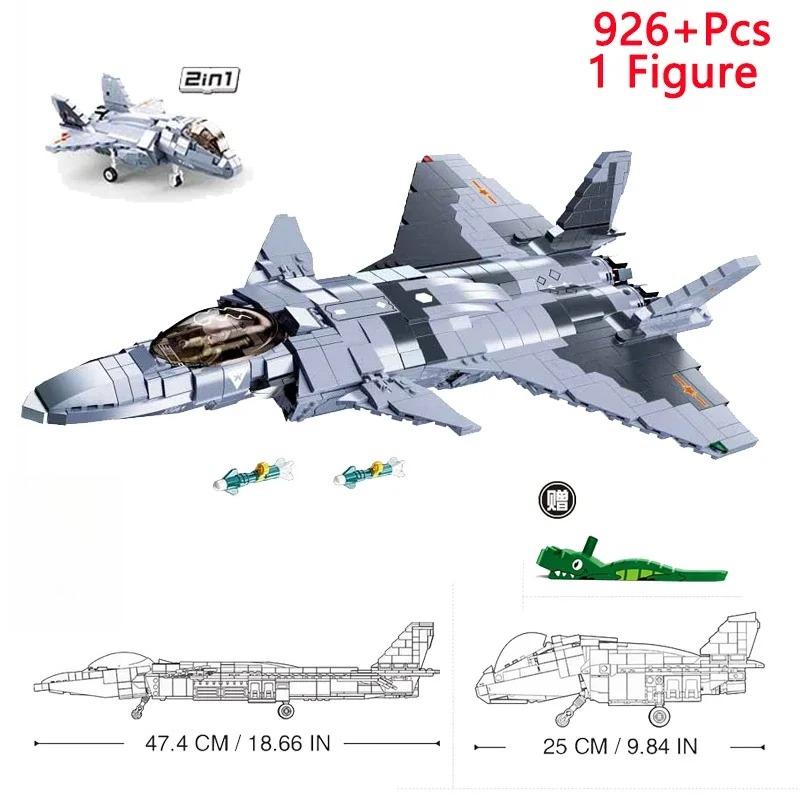 Military Fighter Jet Building Blocks MOC Stealth Fighter Helicopter Tank Aircraft Model DIY Assembly Bricks Toy Gift for Boys